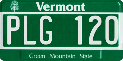 VT license plate PLG120