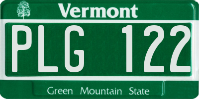 VT license plate PLG122