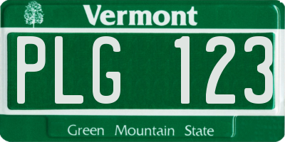 VT license plate PLG123