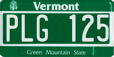 VT license plate PLG125