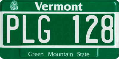 VT license plate PLG128