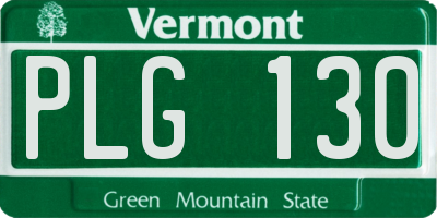 VT license plate PLG130