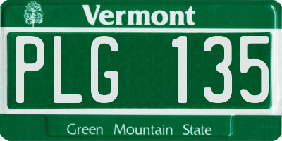 VT license plate PLG135