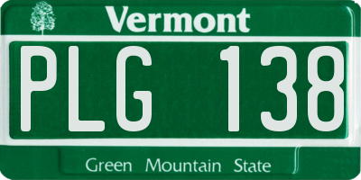 VT license plate PLG138
