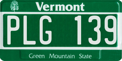 VT license plate PLG139