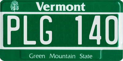 VT license plate PLG140