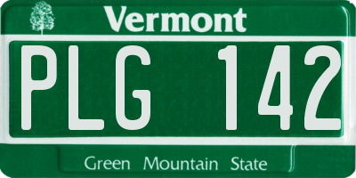 VT license plate PLG142