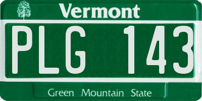 VT license plate PLG143