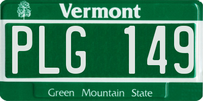 VT license plate PLG149
