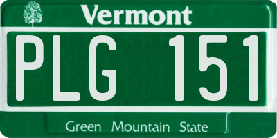 VT license plate PLG151