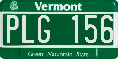 VT license plate PLG156