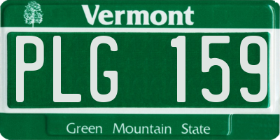 VT license plate PLG159