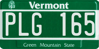 VT license plate PLG165