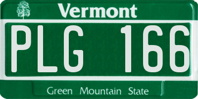 VT license plate PLG166