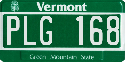 VT license plate PLG168