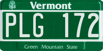 VT license plate PLG172