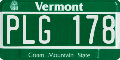 VT license plate PLG178