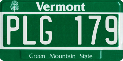 VT license plate PLG179