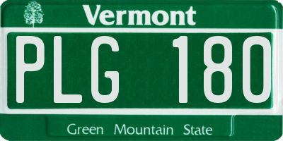 VT license plate PLG180