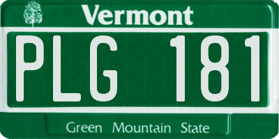 VT license plate PLG181