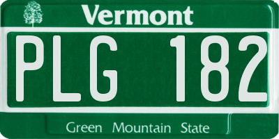 VT license plate PLG182