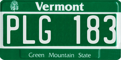 VT license plate PLG183