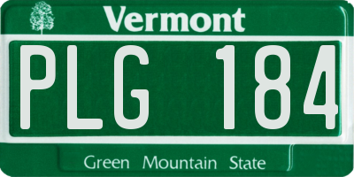VT license plate PLG184