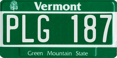 VT license plate PLG187