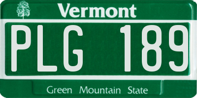 VT license plate PLG189