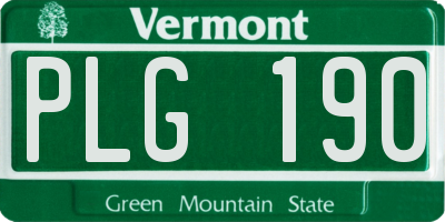VT license plate PLG190