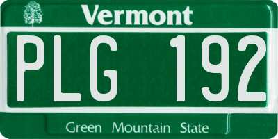 VT license plate PLG192