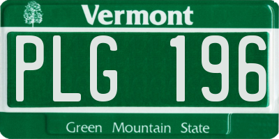 VT license plate PLG196