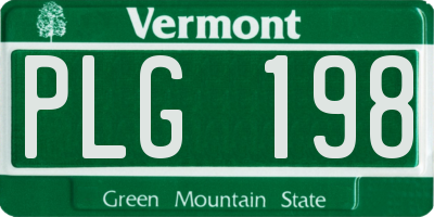 VT license plate PLG198