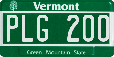 VT license plate PLG200