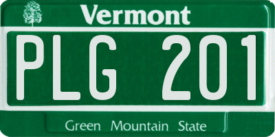 VT license plate PLG201