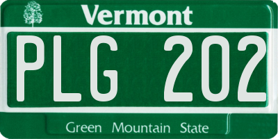 VT license plate PLG202