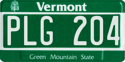 VT license plate PLG204