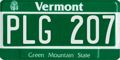 VT license plate PLG207