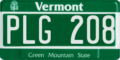 VT license plate PLG208