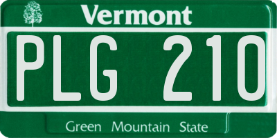 VT license plate PLG210