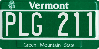 VT license plate PLG211