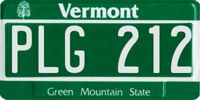 VT license plate PLG212