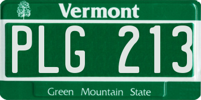 VT license plate PLG213