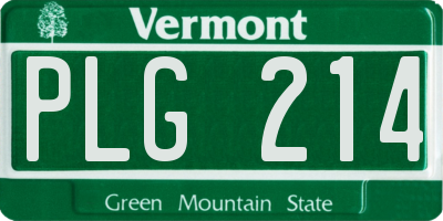 VT license plate PLG214