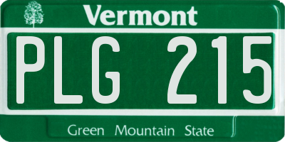 VT license plate PLG215
