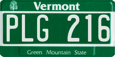 VT license plate PLG216