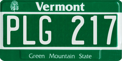 VT license plate PLG217