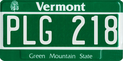 VT license plate PLG218
