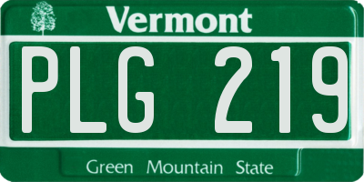 VT license plate PLG219