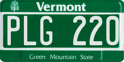 VT license plate PLG220